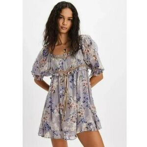 Free People NWT mini blue floral dress size L
